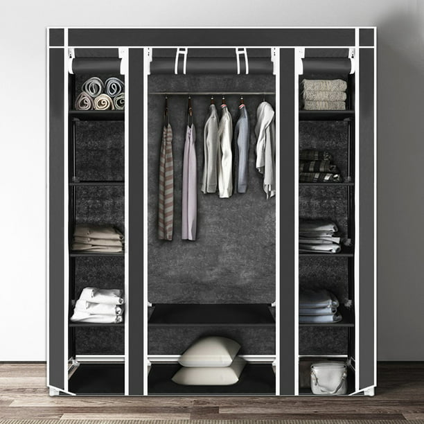 Canvas Wardrobe Hanging Rail Shelving Fabric Large Cupboard Clothes Storage New